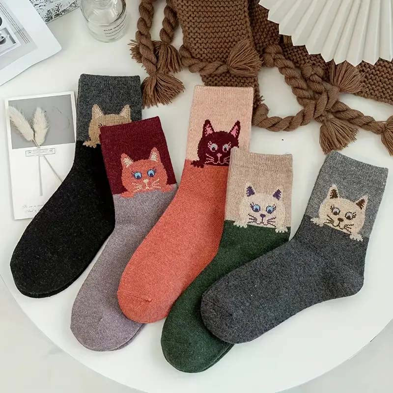 Lot De 5 Paires De Chaussettes Motif Chat