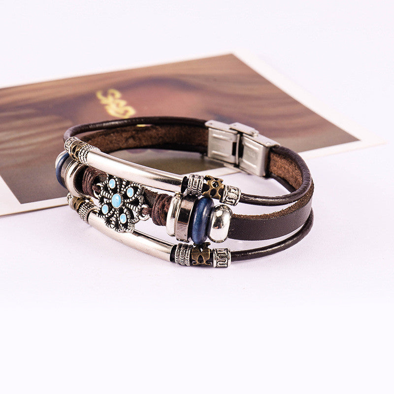 Bracelet Floral Tissé À La Main Vintage