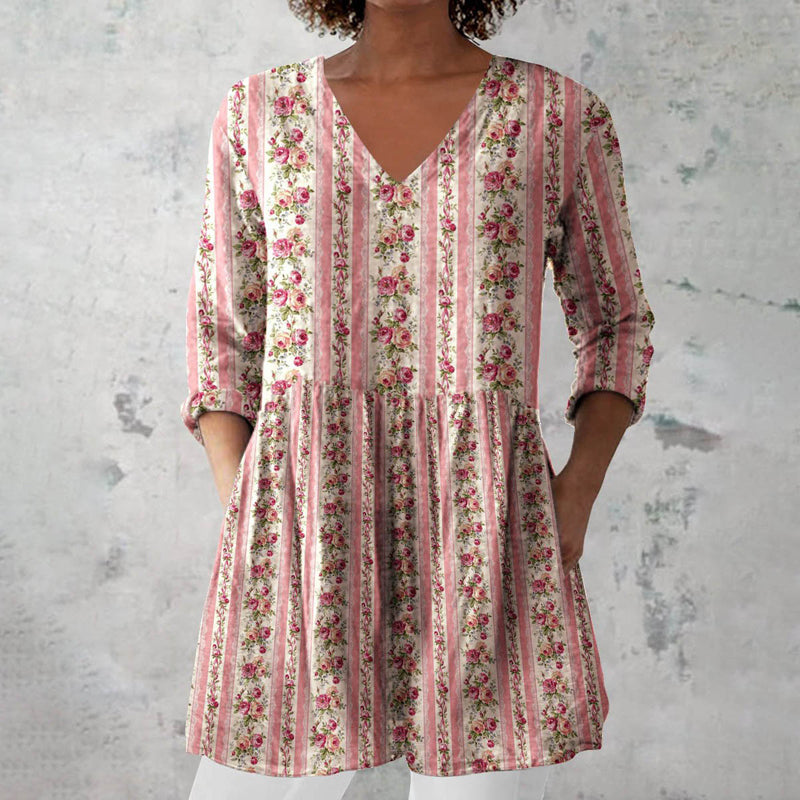 Blouse Vintage À Imprimé Floral
