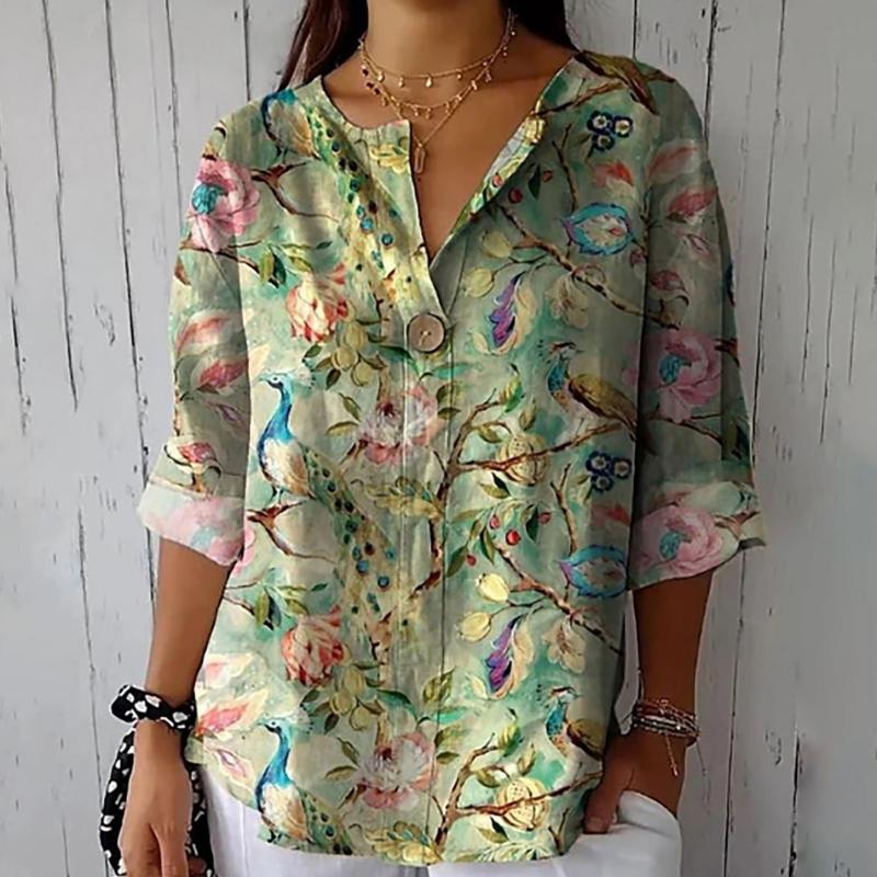 Blouse Vintage À Imprimé Floral