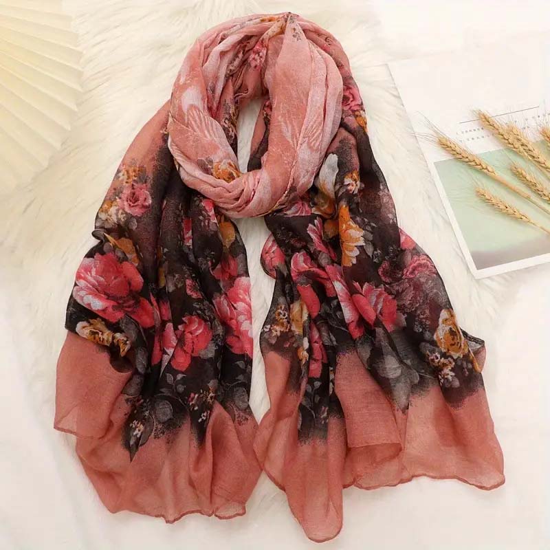 Écharpe Vintage À Imprimé Floral