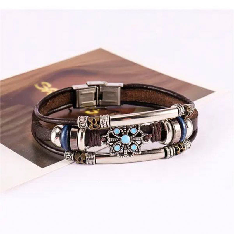 Bracelet Floral Tissé À La Main Vintage