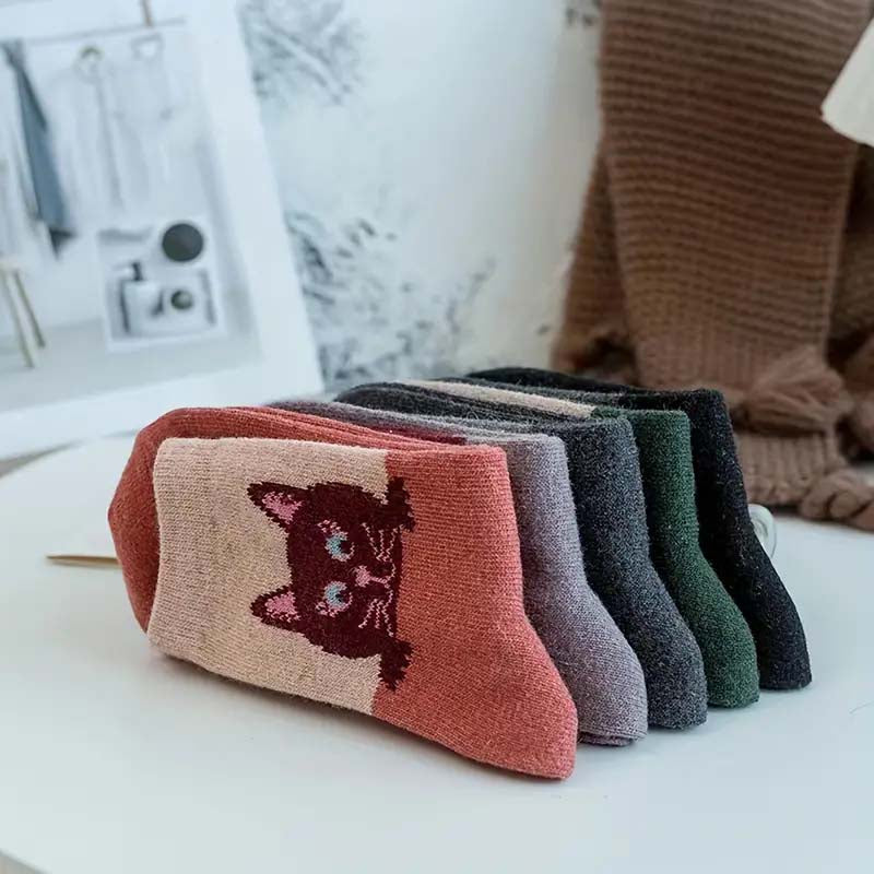 Lot De 5 Paires De Chaussettes Motif Chat
