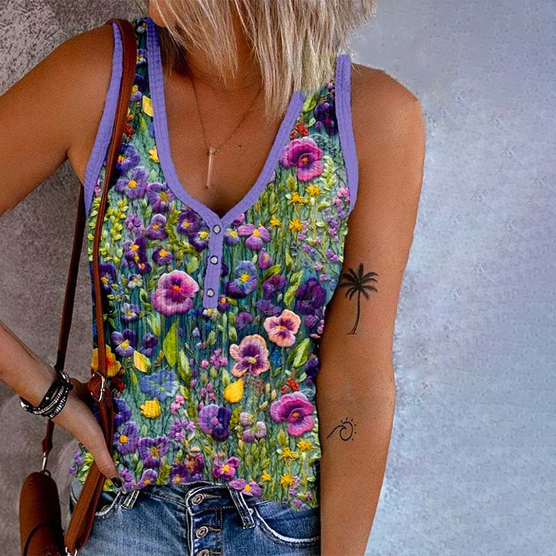Débardeur Vintage À Imprimé Floral