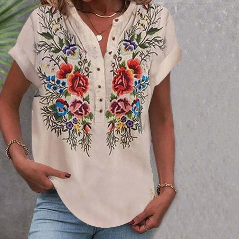 Blouse À Imprimé Floral Vintage