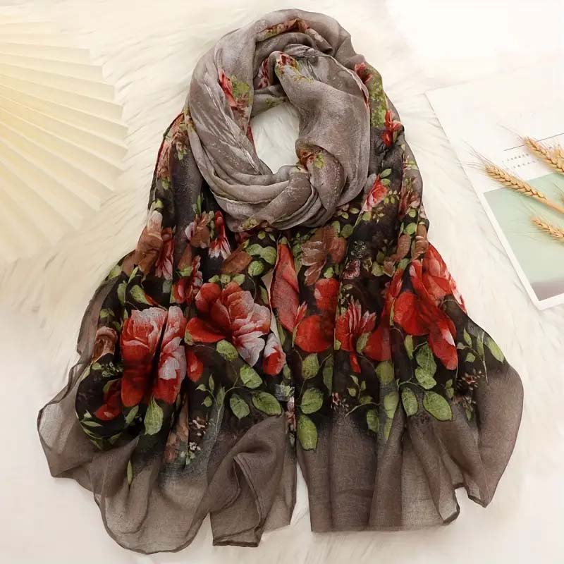 Écharpe Vintage À Imprimé Floral