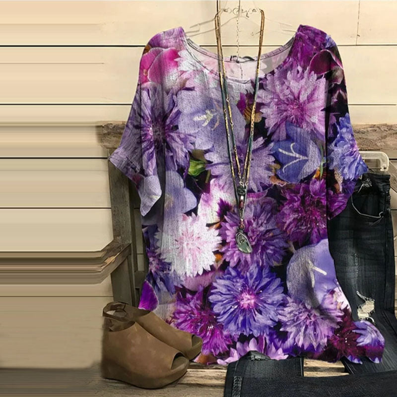 Blouse Vintage À Imprimé Floral