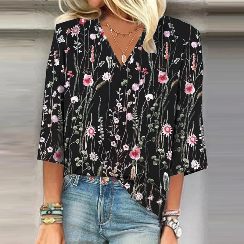 Blouse Vintage À Imprimé Floral