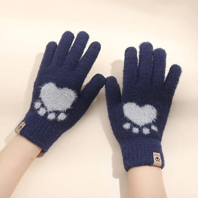 Gants Chauds Imprimé Patte De Chat