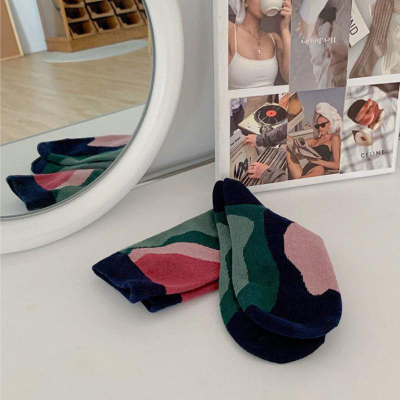 Chaussettes Vintage À Blocs De Couleurs