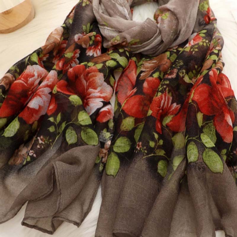 Écharpe Vintage À Imprimé Floral