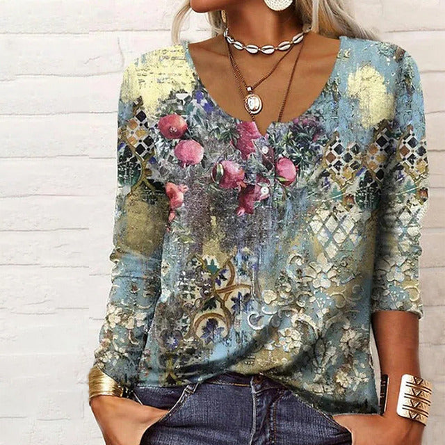 Blouse À Imprimé Floral Vintage