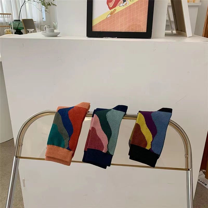 Chaussettes Vintage À Blocs De Couleurs