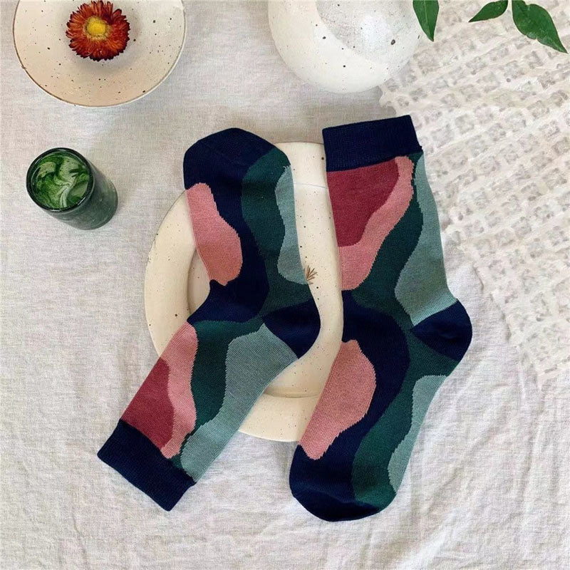 Chaussettes Vintage À Blocs De Couleurs