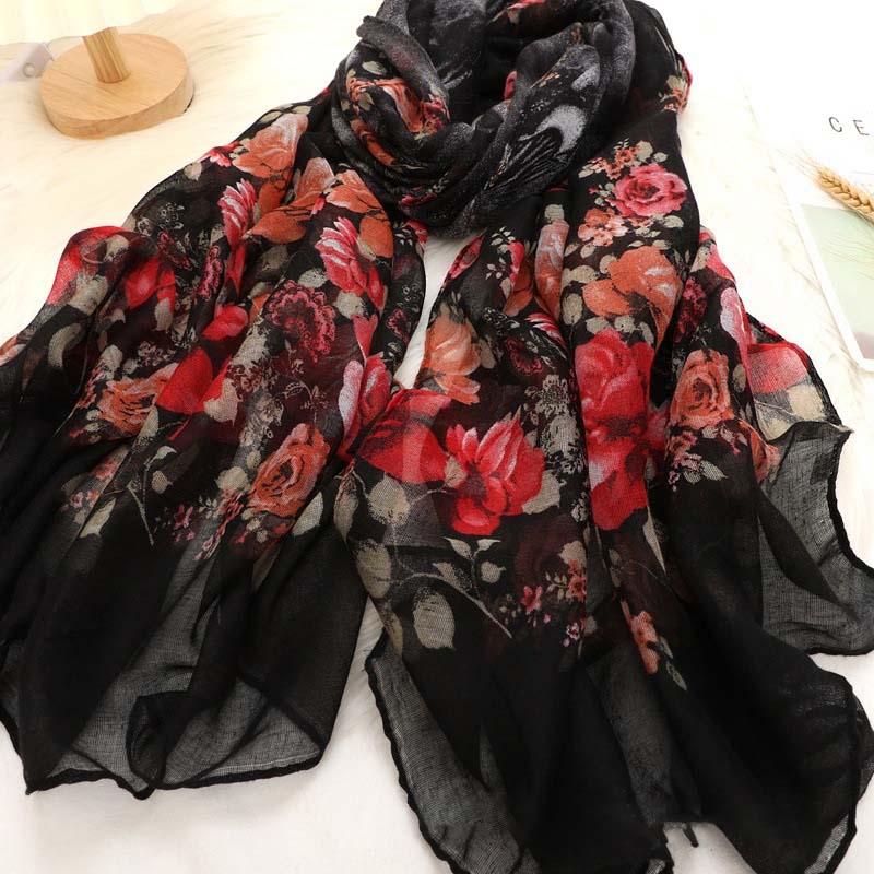 Écharpe Vintage À Imprimé Floral