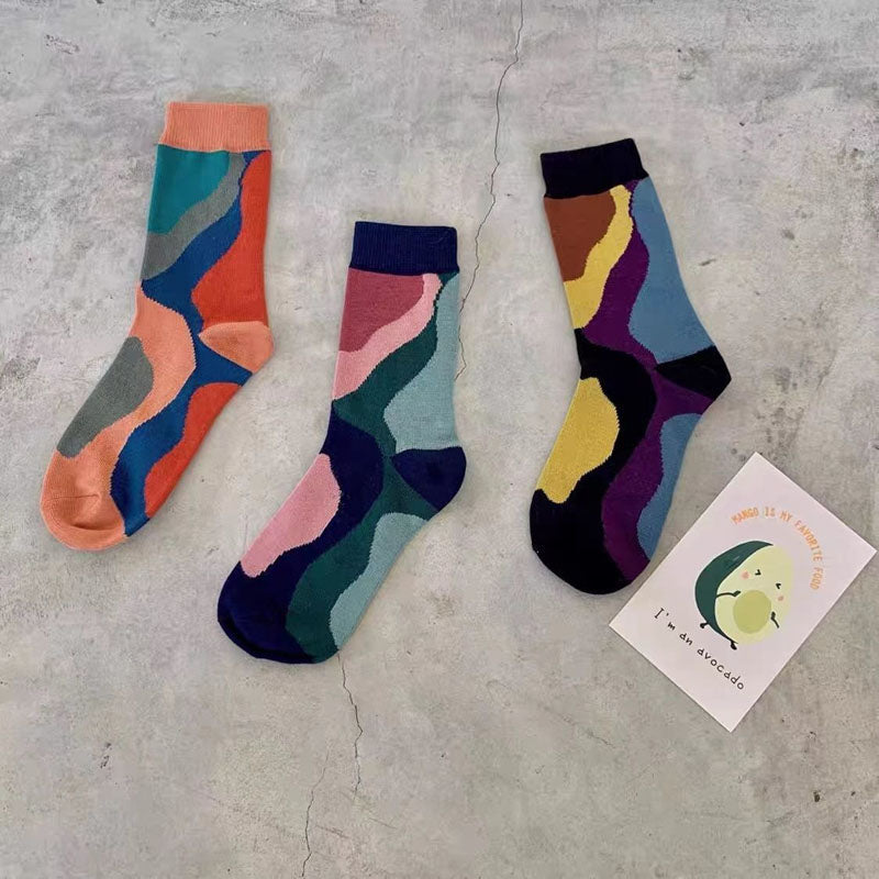Chaussettes Vintage À Blocs De Couleurs