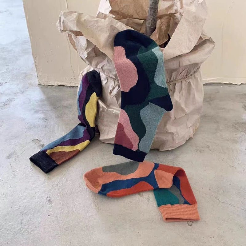 Chaussettes Vintage À Blocs De Couleurs