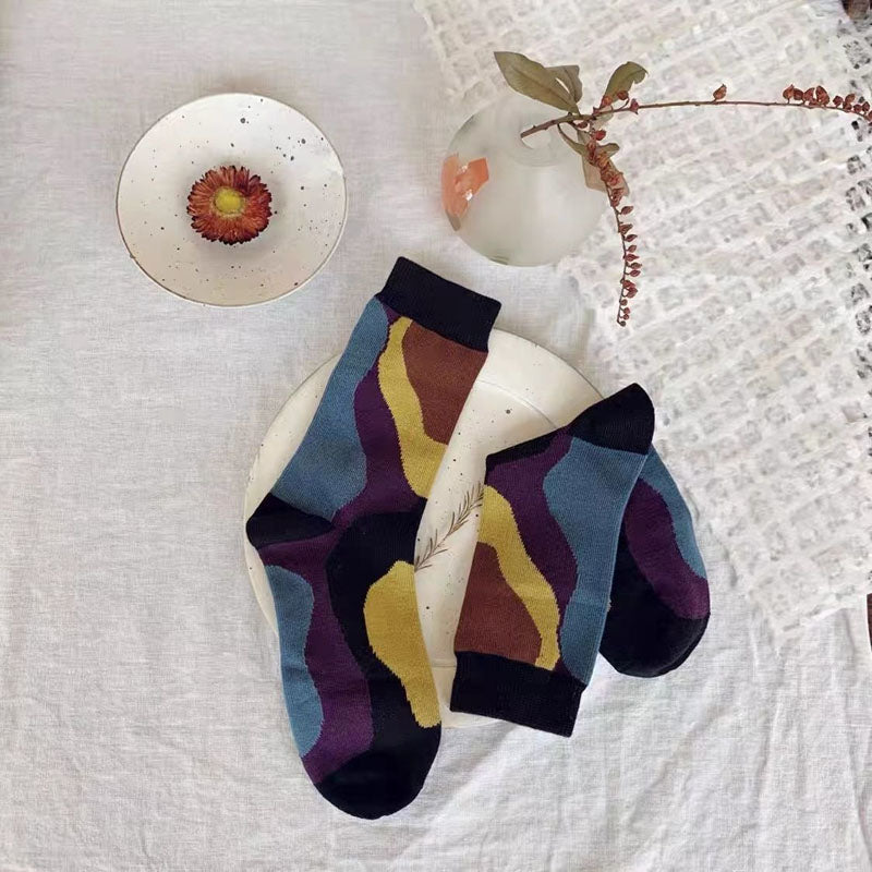 Chaussettes Vintage À Blocs De Couleurs