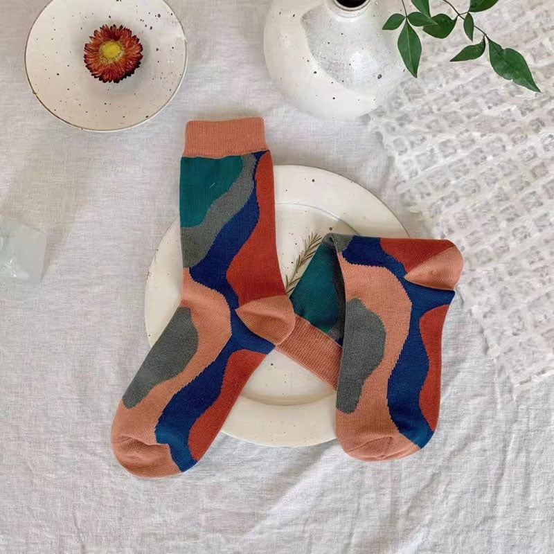 Chaussettes Vintage À Blocs De Couleurs