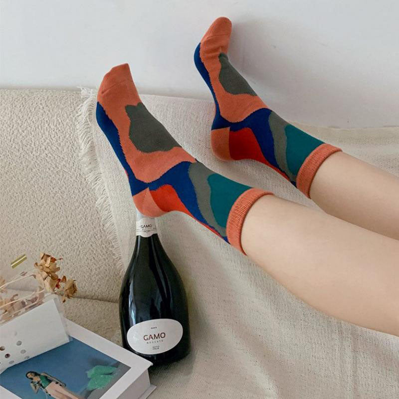 Chaussettes Vintage À Blocs De Couleurs