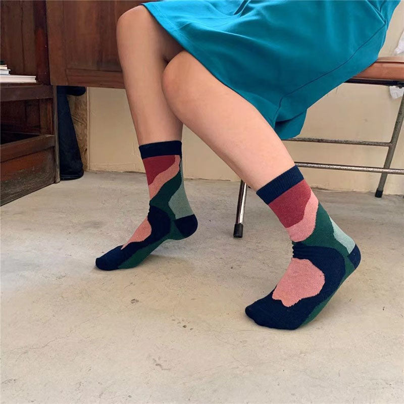 Chaussettes Vintage À Blocs De Couleurs