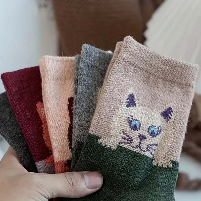 Lot De 5 Paires De Chaussettes Motif Chat