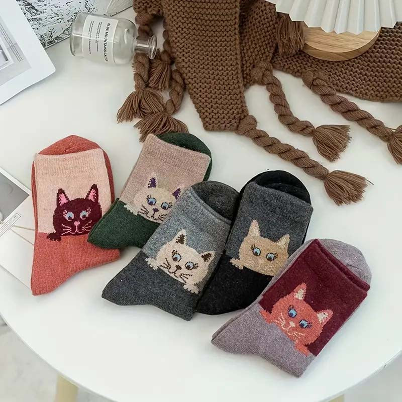 Lot De 5 Paires De Chaussettes Motif Chat