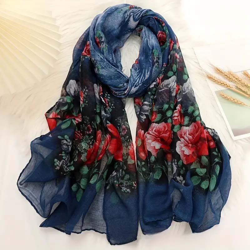 Écharpe Vintage À Imprimé Floral
