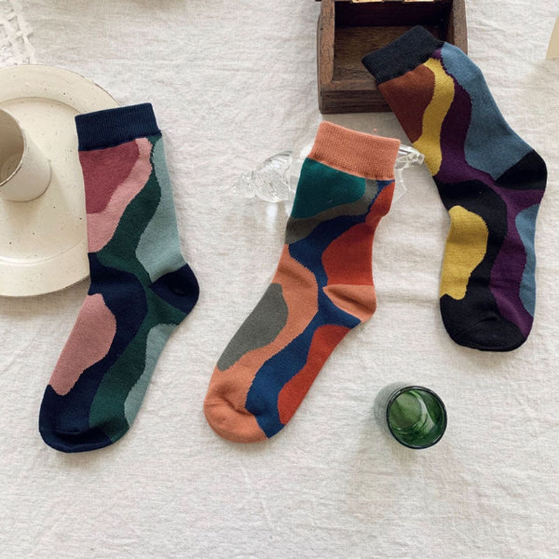 Chaussettes Vintage À Blocs De Couleurs