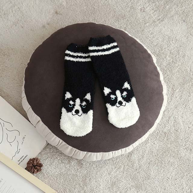 Chaussettes En Peluche Chien De Dessin Animé