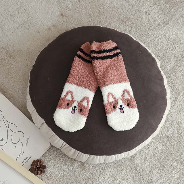 Chaussettes En Peluche Chien De Dessin Animé